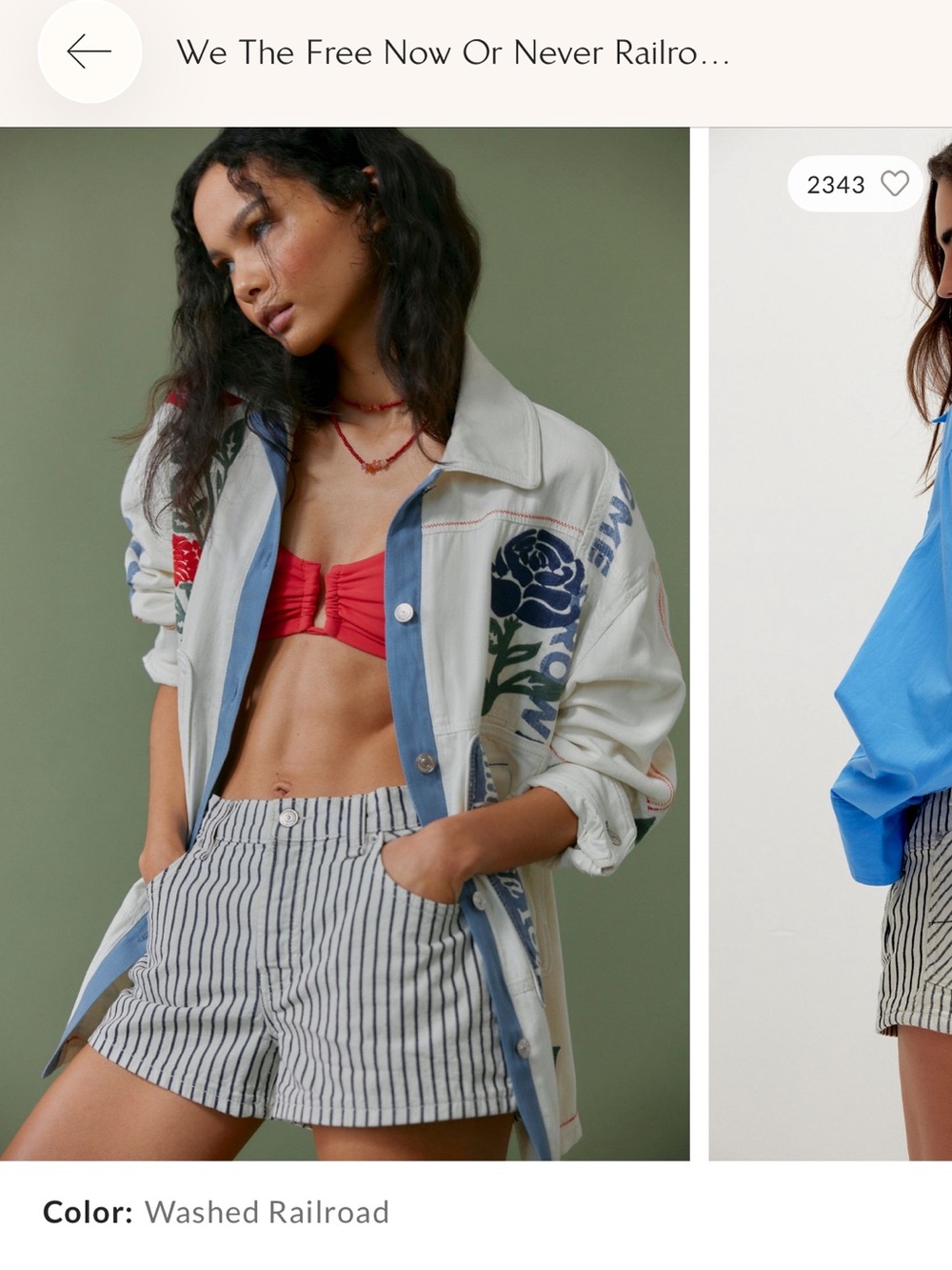 We The Free Washed Railroad  Jean Shorts